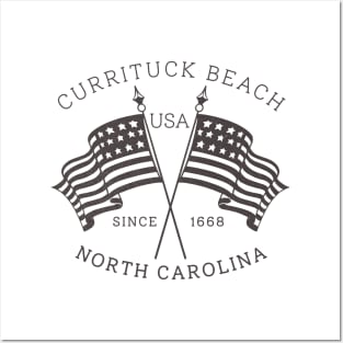 Currituck Beach, NC Summertime Vacationing Patriotic Flags Posters and Art